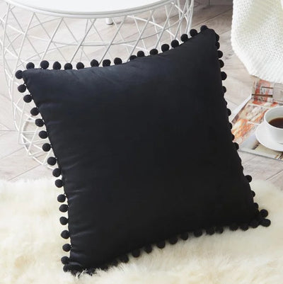 Almohada de Terciopelo con Bolas Decorativas para Sofá - Image 37
