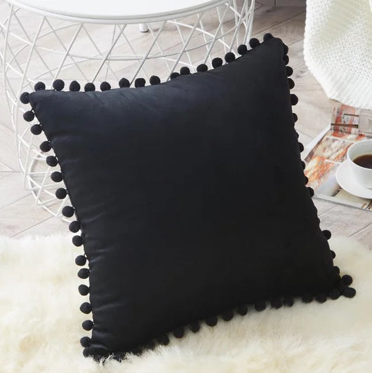 Almohada de Terciopelo con Bolas Decorativas para Sofá - Image 37