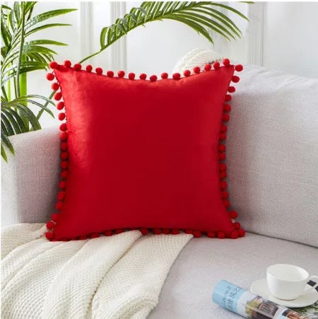 Almohada de Terciopelo con Bolas Decorativas para Sofá - Image 34