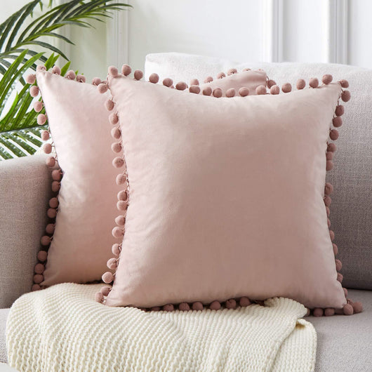 Almohada de Terciopelo con Bolas Decorativas para Sofá - Image 5