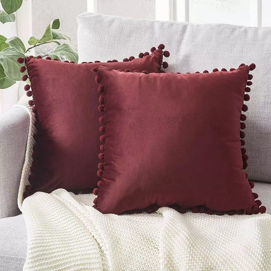 Almohada de Terciopelo con Bolas Decorativas para Sofá - Image 6