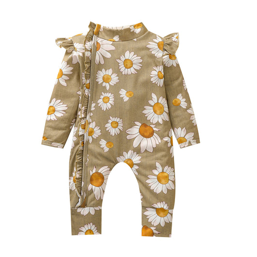 Mono para Bebé Niña Estampado Girasol con Mangas Volantes y Cierre Oculto - Image 4