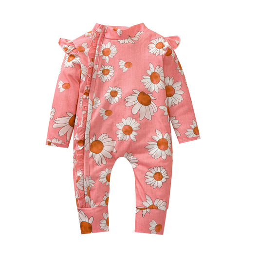 Mono para Bebé Niña Estampado Girasol con Mangas Volantes y Cierre Oculto - Image 2