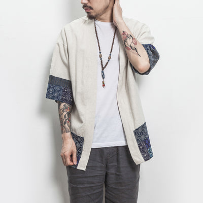 Cardigan Tang Retro de Algodón y Lino para Hombre - Image 9
