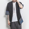Cardigan Tang Retro de Algodón y Lino para Hombre