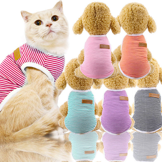 Chaleco de Algodón a Rayas para Perros y Gatos - Tallas Pequeña a Grande