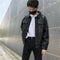 Chaqueta de Cuero PU Hombre Estilo Workwear Suelta con Solapa