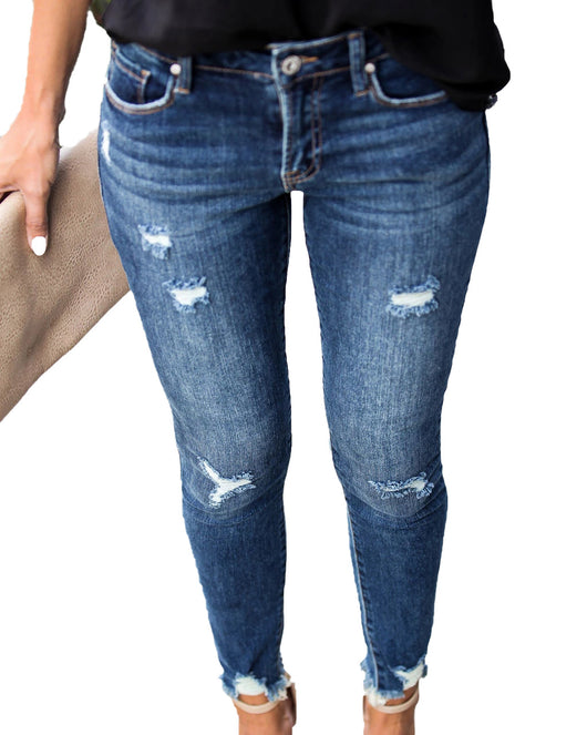 Pantalones Slim Fit Rotos con Bordes Crudos - Image 5