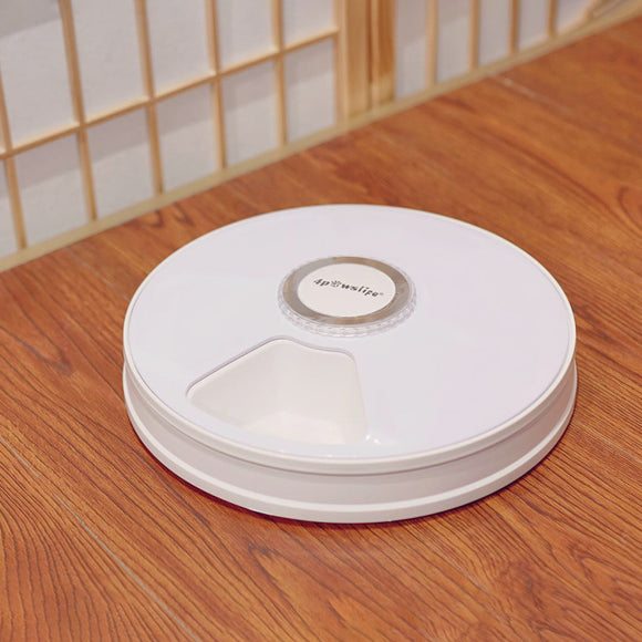 Comedero Automático para Mascotas con 6 Compartimentos, Temporizador y Grabadora de Voz
