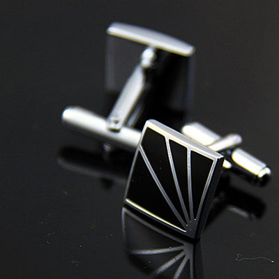 Gemelos Cuadrados Esmaltados Negro y Blanco con Acero y Cobre - Image 9