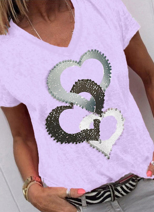 Blusa Suelta Estampada Cuello V Manga Corta para Mujer - Image 8