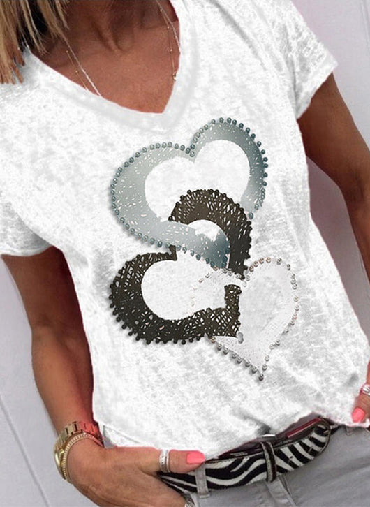 Blusa Suelta Estampada Cuello V Manga Corta para Mujer - Image 11