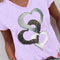 Blusa Suelta Estampada Cuello V Manga Corta para Mujer
