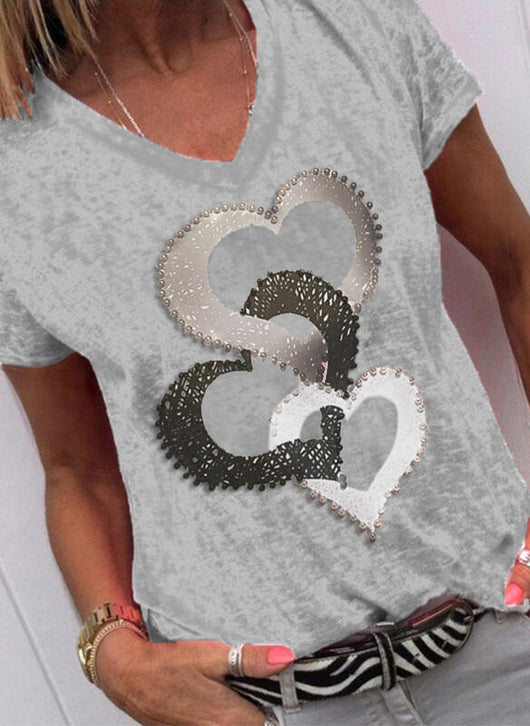 Blusa Suelta Estampada Cuello V Manga Corta para Mujer - Image 2