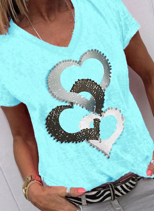 Blusa Suelta Estampada Cuello V Manga Corta para Mujer - Image 4