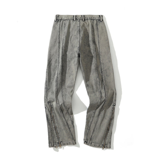 Pantalones Vaqueros Talla Grande para Hombre con Dobladillo de Cierre