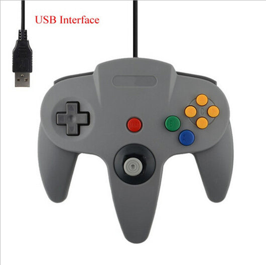 Red USB N64 style game controller for PC, featuring a D-pad, analog joystick, and colored A, B, C buttons. - Image 16