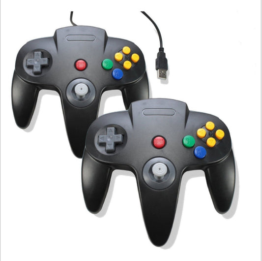 Red USB N64 style game controller for PC, featuring a D-pad, analog joystick, and colored A, B, C buttons. - Image 2