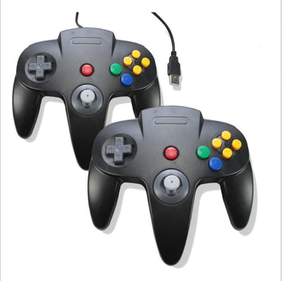 Red USB N64 style game controller for PC, featuring a D-pad, analog joystick, and colored A, B, C buttons. - Image 2