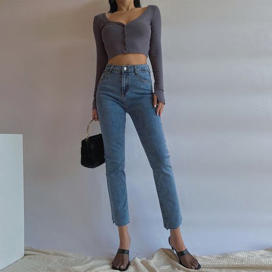 Jeans Ajustados de Cintura Alta con Efecto Reductor