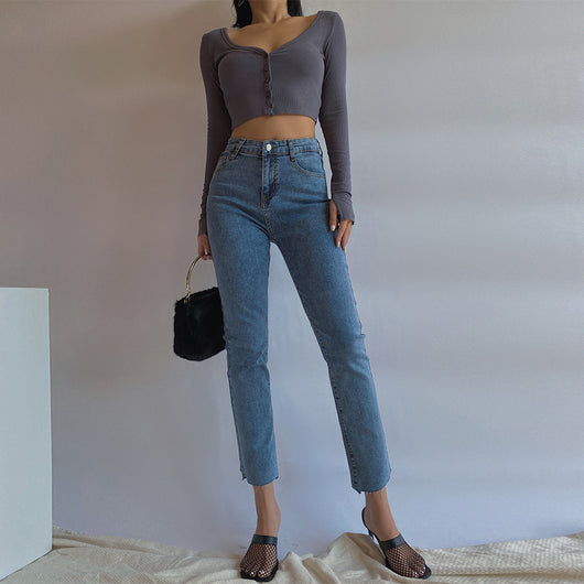 Jeans Ajustados de Cintura Alta con Efecto Reductor