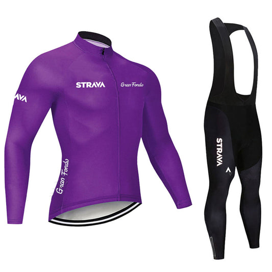 Conjunto de Ciclismo Profesional con Tirantes y Jersey de Manga Larga