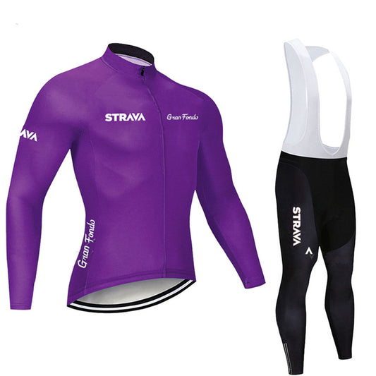 Conjunto de Ciclismo Profesional con Tirantes y Jersey de Manga Larga - Image 2