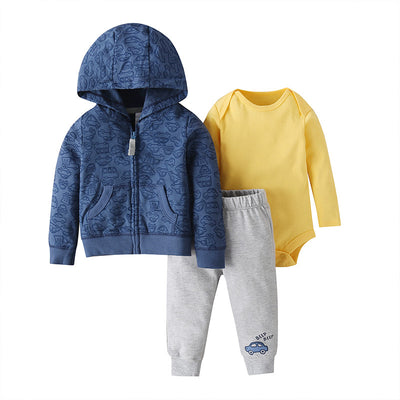 Conjunto de Tres Piezas: Suéter con Capucha y Mameluco de Manga Larga para Bebé - Image 27