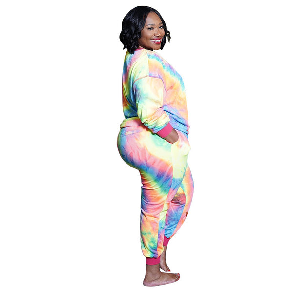 Conjunto Dos Piezas Estampado Animal Print Leopardo y Tie-Dye para Mujer