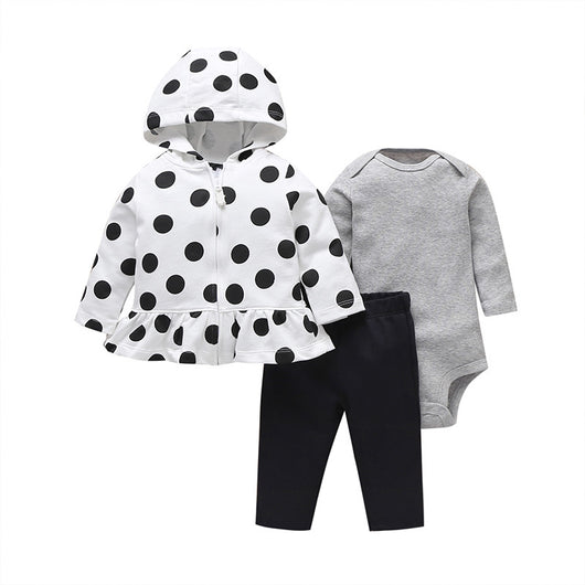 Conjunto de Tres Piezas: Suéter con Capucha y Mameluco de Manga Larga para Bebé - Image 5