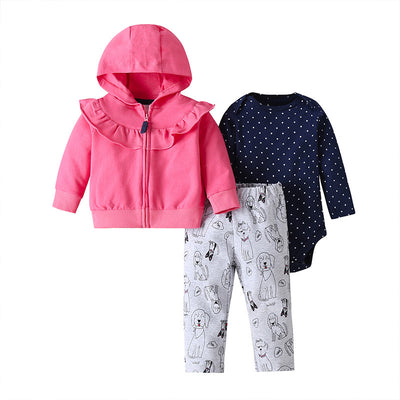 Conjunto de Tres Piezas: Suéter con Capucha y Mameluco de Manga Larga para Bebé - Image 19