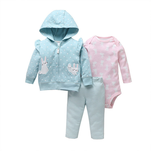 Conjunto de Tres Piezas: Suéter con Capucha y Mameluco de Manga Larga para Bebé - Image 6
