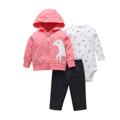 Conjunto de Tres Piezas: Suéter con Capucha y Mameluco de Manga Larga para Bebé - Image 7