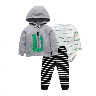 Conjunto de Tres Piezas: Suéter con Capucha y Mameluco de Manga Larga para Bebé - Image 8