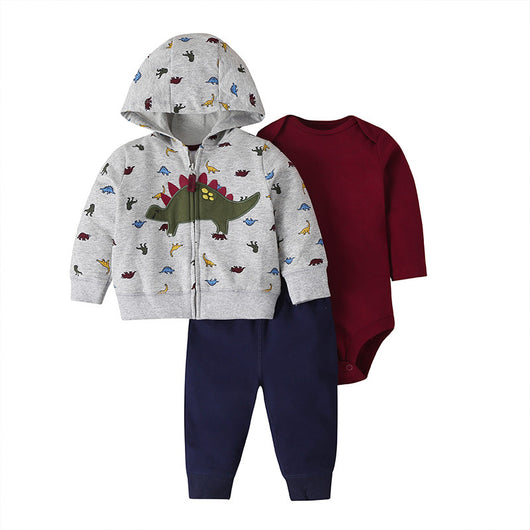 Conjunto de Tres Piezas: Suéter con Capucha y Mameluco de Manga Larga para Bebé - Image 11