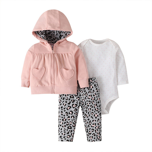 Conjunto de Tres Piezas: Suéter con Capucha y Mameluco de Manga Larga para Bebé - Image 12