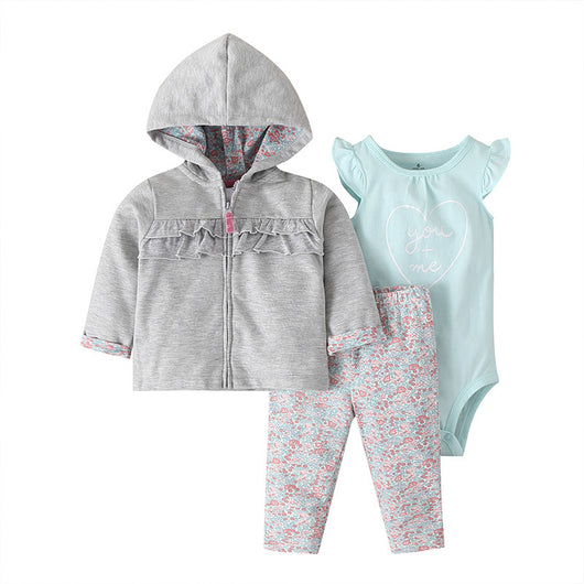 Conjunto de Tres Piezas: Suéter con Capucha y Mameluco de Manga Larga para Bebé - Image 13