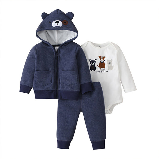 Conjunto de Tres Piezas: Suéter con Capucha y Mameluco de Manga Larga para Bebé - Image 18