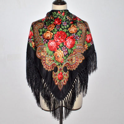 Bufanda de Algodón Estilo Folclórico Ruso para Otoño e Invierno - Image 4