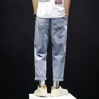Pantalones Vaqueros Rotos Hombre Joven Estilo Relajado Tendencia Actual - Image 5