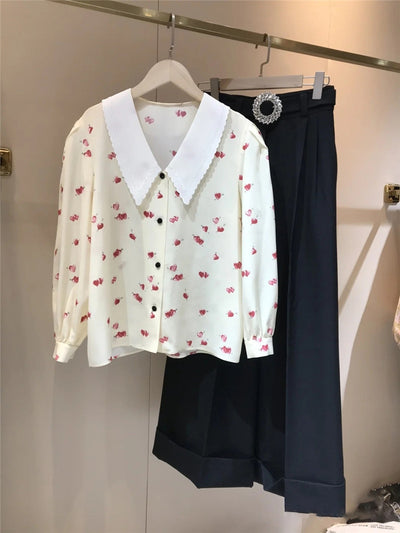 Camisa Suelta con Cuello Solapa y Estampado de Corazones Bordados - Image 9