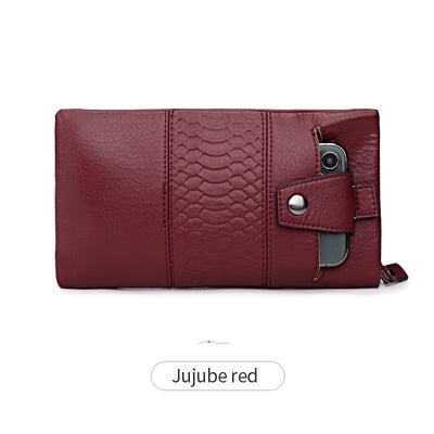 Cartera Larga de Cuero para Mujer con Múltiples Compartimentos y Cierre de Cremallera - Image 11