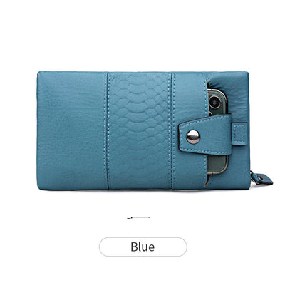 Cartera Larga de Cuero para Mujer con Múltiples Compartimentos y Cierre de Cremallera - Image 9