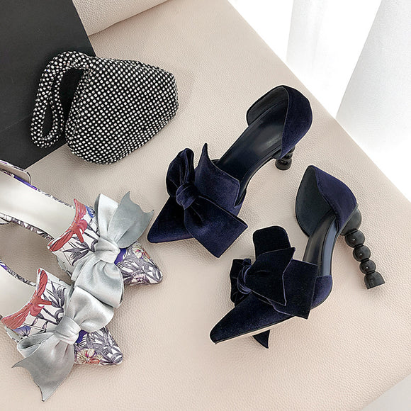 Sandalias de Cuero con Moño Elegante - Zapatos Femeninos de Temperamento
