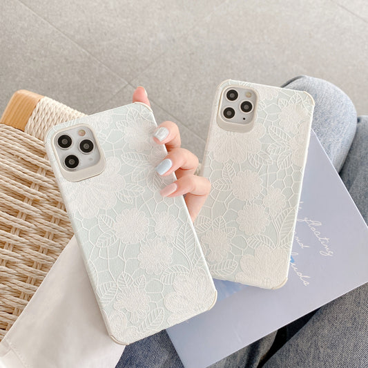 Funda Protectora con Diseño de Encaje Floral en Relieve para Apple