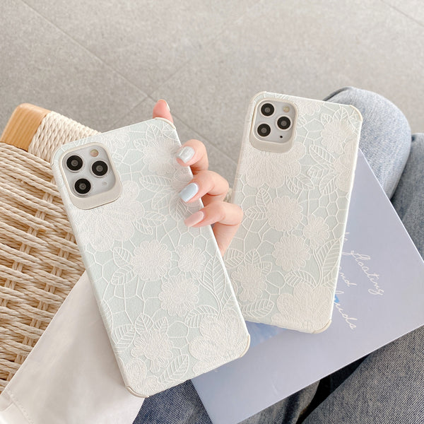 Funda Protectora con Diseño de Encaje Floral en Relieve para Apple