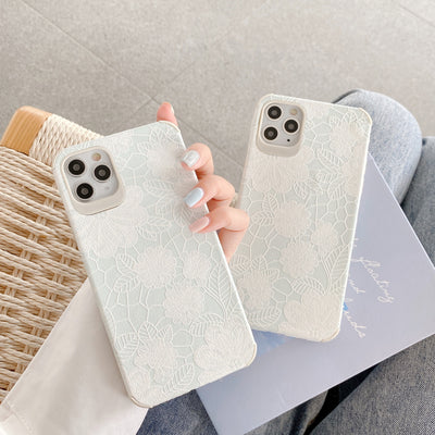 Funda Protectora con Diseño de Encaje Floral en Relieve para Apple