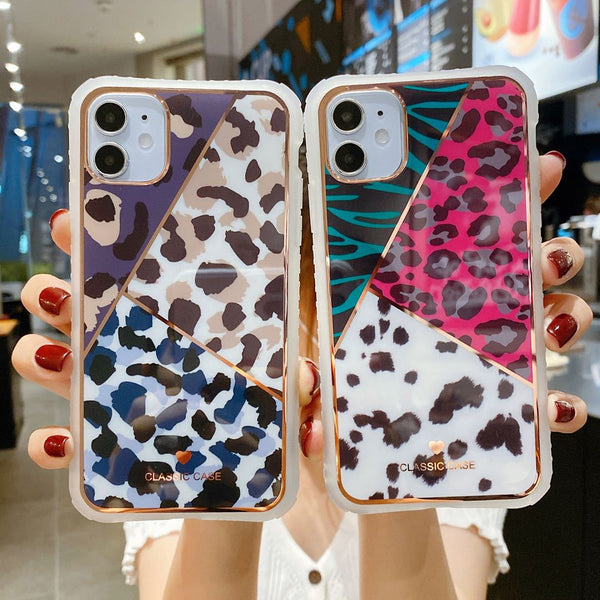 Funda Protectora Leopardo Dorado con Cintura Ajustada para Celular