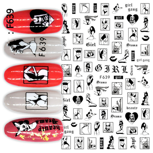 Stickers de Uñas Geométricos Blanco y Negro Estilo Europeo - Image 16