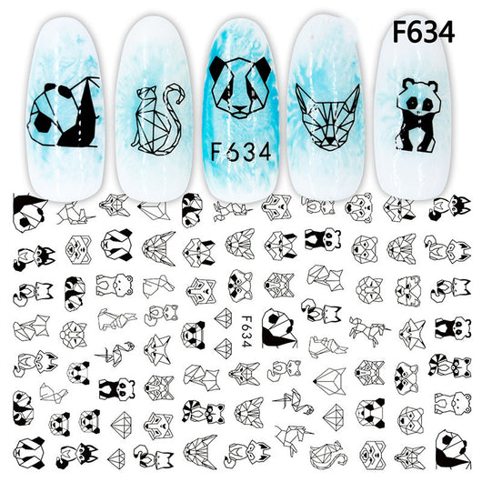 Stickers de Uñas Geométricos Blanco y Negro Estilo Europeo - Image 13